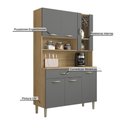 Ver imagem 5 de Armário de Cozinha Compacta 6 Portas 1 Gaveta Golden - Freijó/gris