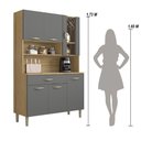 Ver imagem 4 de Armário de Cozinha Compacta 6 Portas 1 Gaveta Golden - Freijó/gris