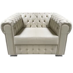 Sofá Chesterfield Capitonado em Courino Bege - 1 Lugar - 1