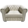 Sofá Chesterfield Capitonado em Courino Bege - 1 Lugar - 1