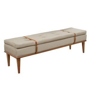 Recamier Londres Luxo Madeira Maciça Castellar Móbile Linho Bege Claro