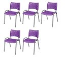Ver imagem 2 de Cadeira Iso Base Cinza Escola, Escritório Violeta Kit 5 Un