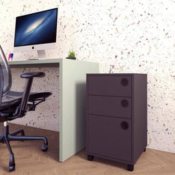 Gaveteiro Edu 2 Gavetas 1 Gavetão com Rodizios Grafite - 2