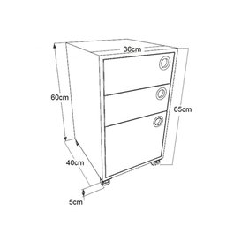 Gaveteiro Edu 2 Gavetas 1 Gavetão com Rodizios Grafite - 4