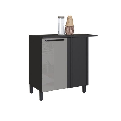 Balcão de Cozinha Canto Reto 96cm Tampo Diamante Cinza/Chumbo/Titanio