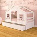 Ver imagem 2 de Cama Casinha Dos Sonhos com 02 Gavetas Madeira Maciça Branco/ Rosa Megamobilia