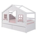 Ver imagem 3 de Cama Casinha Dos Sonhos com 02 Gavetas Madeira Maciça Branco/ Rosa Megamobilia