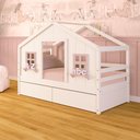 Ver imagem 1 de Cama Casinha Dos Sonhos com 02 Gavetas Madeira Maciça Branco/ Rosa Megamobilia