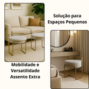 Ver imagem 4 de Puff Iva Banqueta Penteadeira Quarto Sala Camarim Dourado Cinza-escuro