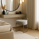 Ver imagem 6 de Puff Iva Banqueta Penteadeira Quarto Sala Camarim Dourado Cinza-escuro