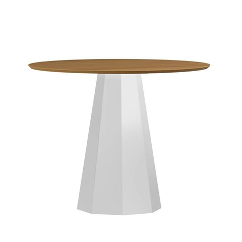 Mesa Sala de Jantar 100cm Tampo Redondo sem Vidro Isis Branco/Off White/Ype