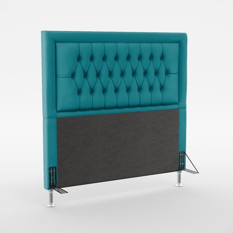 Cabeceira Estofada Decorativa Pegasus Para Cama Box 160 Para Cama Queen Sued Azul Turquesa Aradecor