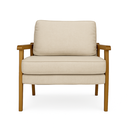 Ver imagem 4 de Conjunto Poltrona Flavia Estilo Mona Linho Bege Pés Madeira