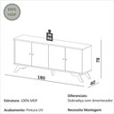 Ver imagem 3 de Balcão Buffet Aparador 180cm com 4 Portas Lisas com Puxadores Metálicos 100% MDF Dalla Costa Cor: