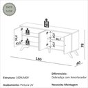 Ver imagem 5 de Balcão Buffet Aparador 180cm com 4 Portas Lisas com Puxadores Metálicos 100% MDF Dalla Costa Cor: