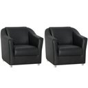 Ver imagem 1 de Kit 2 Poltronas Decorativa Biane Couro Preto Pés Cromado Ms Decor
