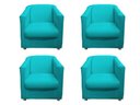 Ver imagem 1 de Kit 4 Poltronas Decorativa Biane Suede Azul Tifany Pés Cromado Ms Decor