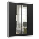 Ver imagem 2 de Guarda-Roupa Solteiro 4 Portas Batentes com Espelho Branco/Preto/Preto Saturno Madesa