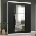 Ver imagem 1 de Guarda-Roupa Solteiro 4 Portas Batentes com Espelho Branco/Preto/Preto Saturno Madesa