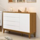 Ver imagem 2 de Cômoda com Porta Classic Elfe Branco Acetinado Savana Amadeirado - Reller