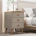 Ver imagem 2 de Mesa de Cabeceira 3 Gavetas Mdf Retro Pés em Madeira Agata:cinza Nature