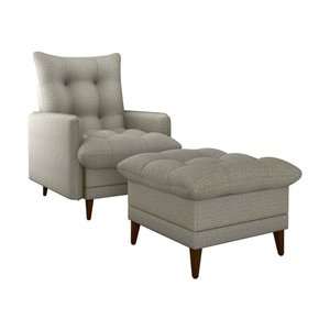 Poltrona de Amamentação com Puff Montreal Linho Millenium Matrix