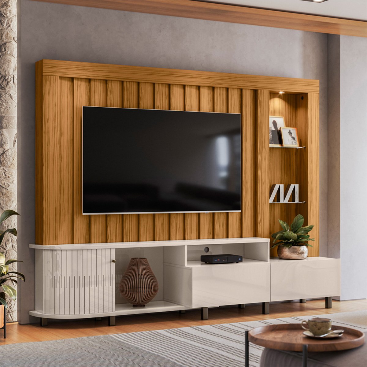 Home Theater Le Mans Tvs até 70” Naturale Off White 652130 Madetec - 2