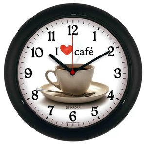 Relógio de Parede Eurora Cozinha Café Preto 6586 34