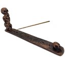 Ver imagem 1 de Incensário Régua 3 Crânios Cobreado 26 cm em Resina