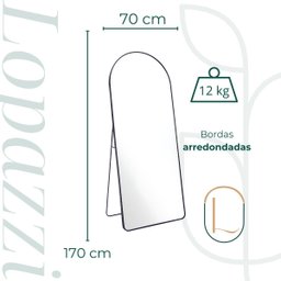 Espelho Grande Oval Base Reta com Moldura Metal Corpo Inteiro 170 X 70 Cm C/suporte de Chão - 6