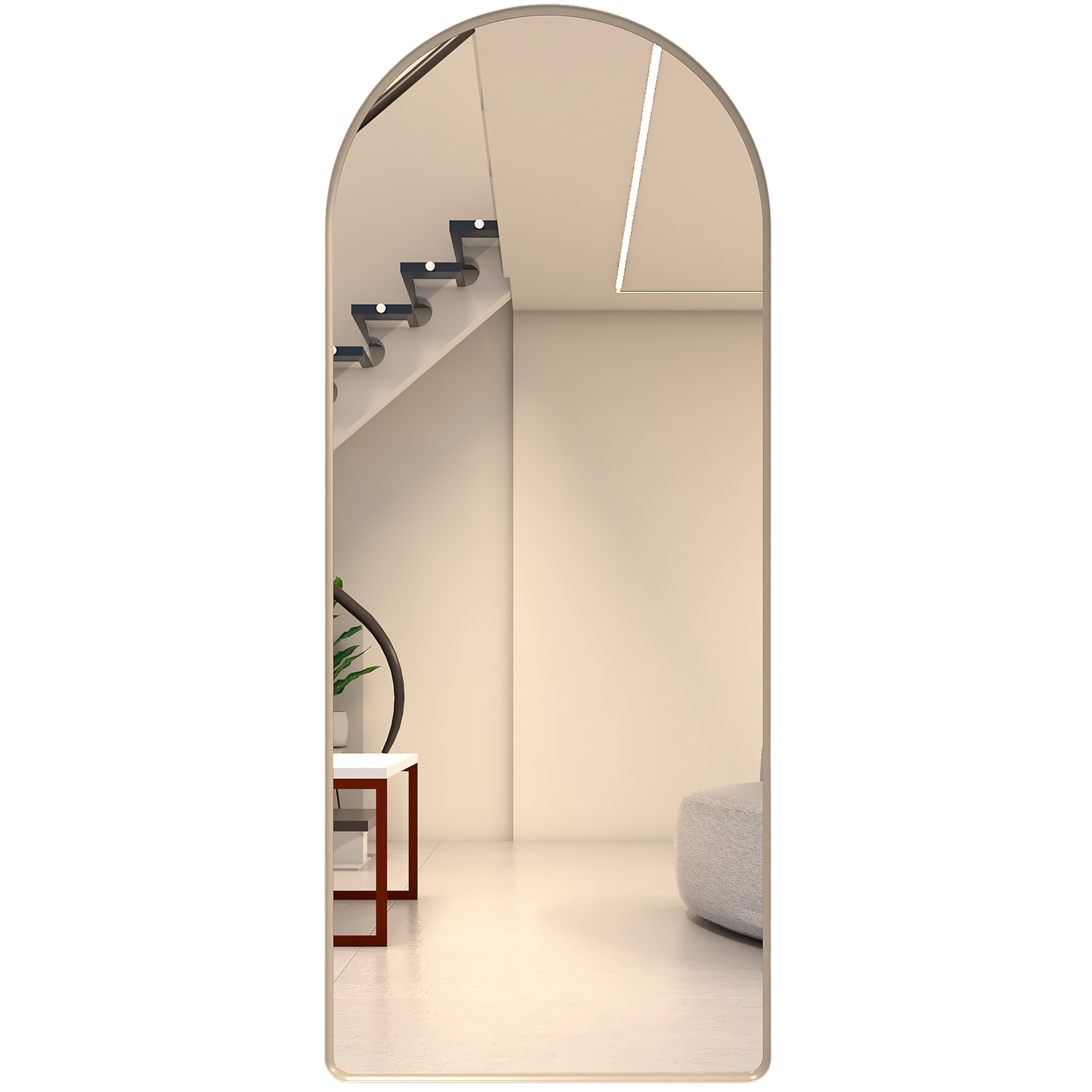 Espelho Grande Oval Base Reta com Moldura Metal Corpo Inteiro 170 X 70 Cm C/suporte de Chão - 3