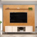 Ver imagem 7 de Painel para TV Trento 275 Ripado Off White Cedro com Bancada Ariana- DJ Móveis
