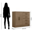 Ver imagem 4 de Kit Guarda-roupa Casal 6 Portas com Cômoda Sapateira 4 Gavetas Lisa Carvalho Oak