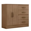 Ver imagem 2 de Kit Guarda-roupa Casal 6 Portas com Cômoda Sapateira 4 Gavetas Lisa Carvalho Oak