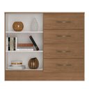 Ver imagem 3 de Kit Guarda-roupa Casal 6 Portas com Cômoda Sapateira 4 Gavetas Lisa Carvalho Oak