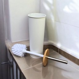Escova Sanitária com Suporte Branco e Tampa de Bambu - 3