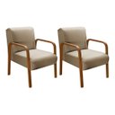 Ver imagem 1 de Kit 02 Poltronas Anita Cadeira Decorativa Recepção Escritório Quarto Sala - Linho Marrom