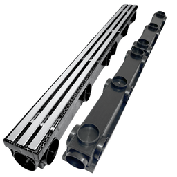 Ralo Trilho Linear Inox 1 Metro X 8 Cm Quintal Varanda Coleta de Água da Chuva Multi Saídas 50mm ( 8 - 1