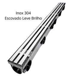 Ralo Trilho Linear Inox 1 Metro X 8 Cm Quintal Varanda Coleta de Água da Chuva Multi Saídas 50mm ( 8 - 6