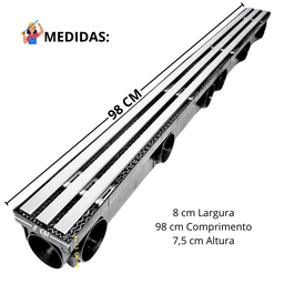 Ralo Trilho Linear Inox 1 Metro X 8 Cm Quintal Varanda Coleta de Água da Chuva Multi Saídas 50mm ( 8 - 5