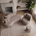 Ver imagem 7 de Kit Decorativo Sofá Curvo Orgânico + 01 Puff e Poltrona Luna Boucle Cappuccino - Montanaris Decor