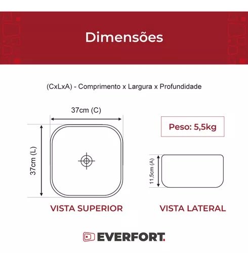 Cuba Louça Arredondada 37x37x11,5cm Cc1013-1 Mármore Preto - 3