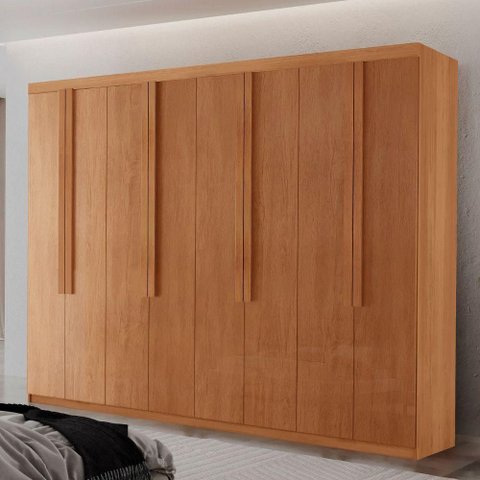 Guarda Roupa Casal Avant Mdf com 8 Portas 4 Gavetas Moderna Naturalle sem Pés
