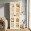 Ver imagem 1 de Cristaleira 2 Portas de Vidro 4 Prateleiras com LED CR6605 Yescasa Branco