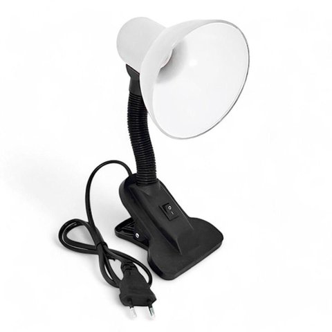 Luminária de Mesa com Presilha Articulada Branca E27 Bivolt para Escritório e Quarto Cor:Branco