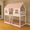 Ver imagem 4 de Beliche Montessoriano Casinha Encantada Madeira Maciça Branco/rosa | Housin