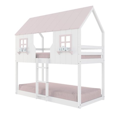 Beliche Montessoriano Casinha Encantada Madeira Maciça Branco/rosa | Housin