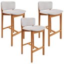 Ver imagem 1 de Kit 03 Banquetas Alta para Cozinha Sala de Jantar Bar Dara L02 Linho Cinza - Lyam Decor