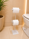 Ver imagem 1 de Suporte de Papel Higiênico Branco Premium de Chão Turim Barra Chata Reforçado para Banheiros