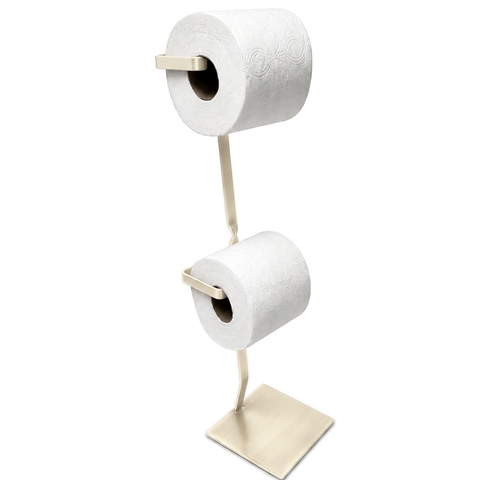 Suporte de Papel Higiênico Branco Premium de Chão Turim Barra Chata Reforçado para Banheiros